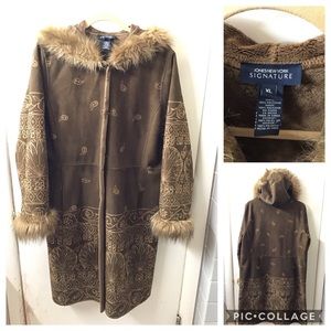 Jones New York Signature Faux-fur long coat